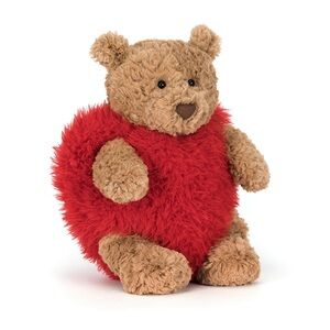 Plush Jellycat with Red Fuzzy Heart Body
